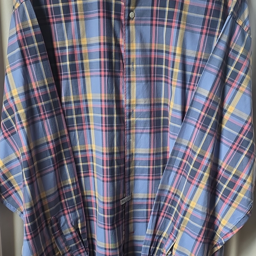 Daniel Cremieux Collection Classic Fit Plaid Shirt Blue Yellow Red Gray 2XLT